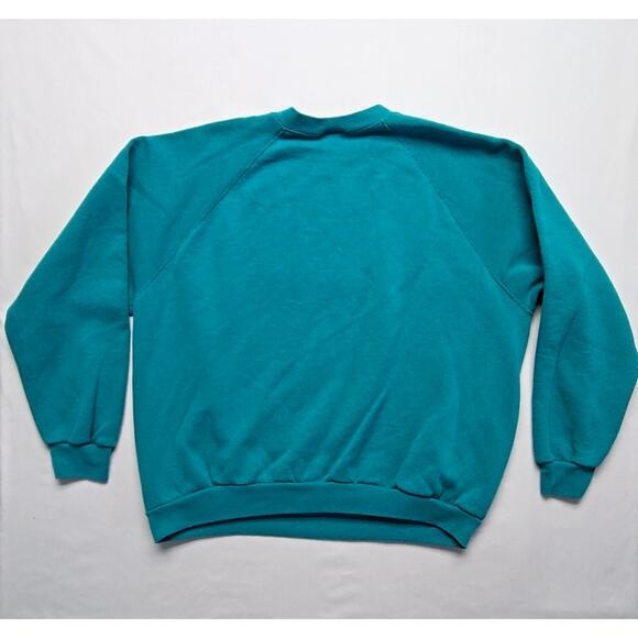 Vintage Blank Tultex Sweatshirt Teal Classic 90s Made in USA X-Large XL Crewneck - Picture 6 of 9